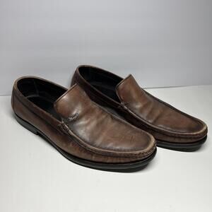 Bruno Magli Nerone Brown Leather Loafers Slip-On Dress Shoes Men’s size 9 Italy